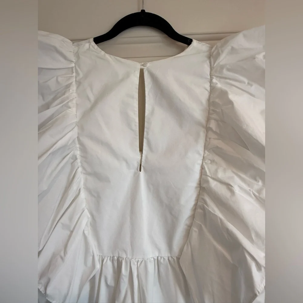 Anthropologie Blue Tassel Ruffled White Waistless Mini
Dress Size L - Picture 10 of 10